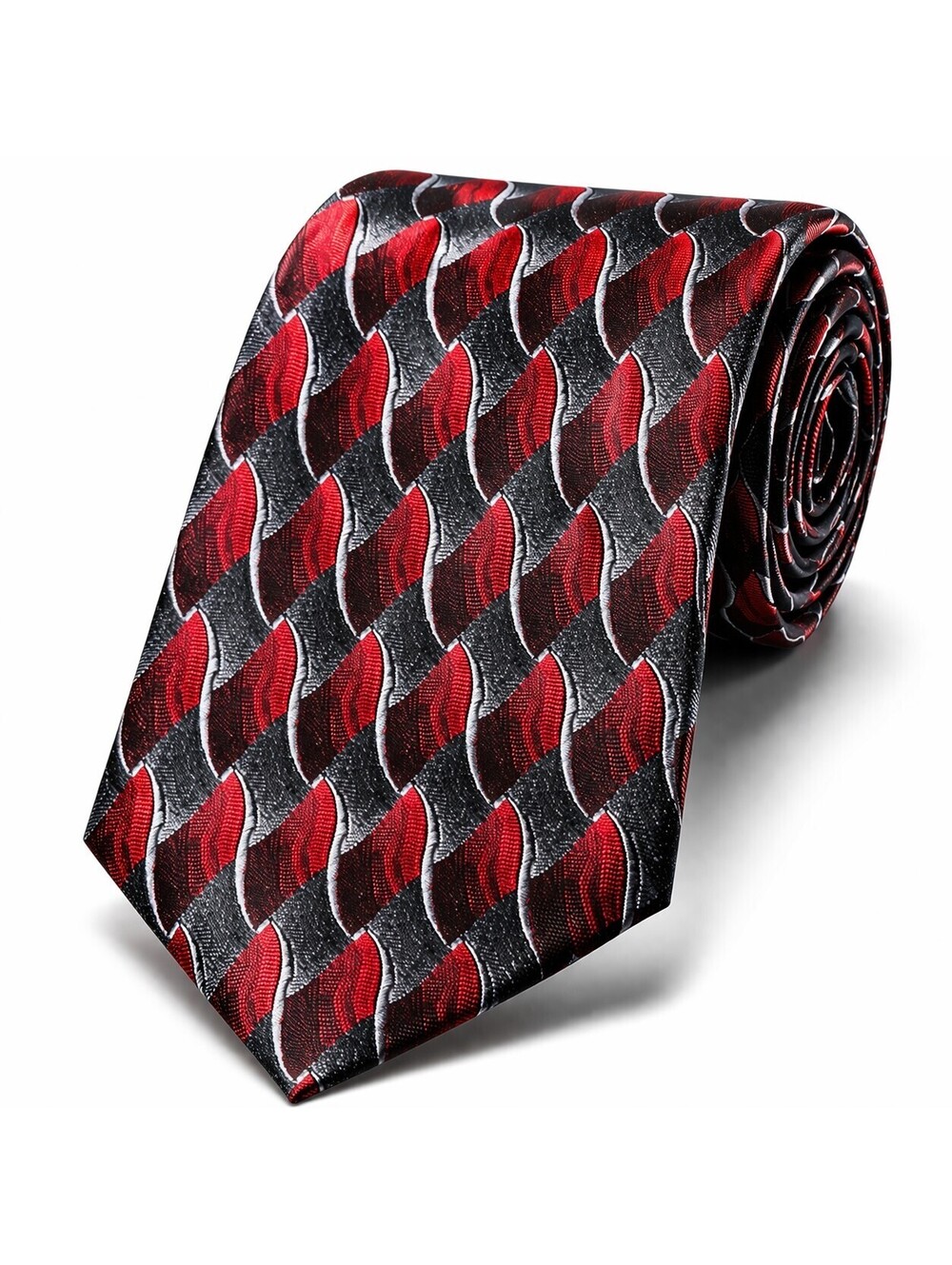 Joseph & Feiss 100% Silk Tie Red Black Geometric Classic Business Necktie Mens
